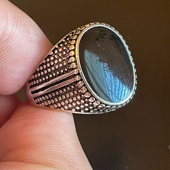 very cool black obsidian S925 silver ring - Picture 6 of 9